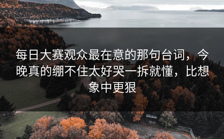 每日大赛观众最在意的那句台词，今晚真的绷不住太好哭一拆就懂，比想象中更狠